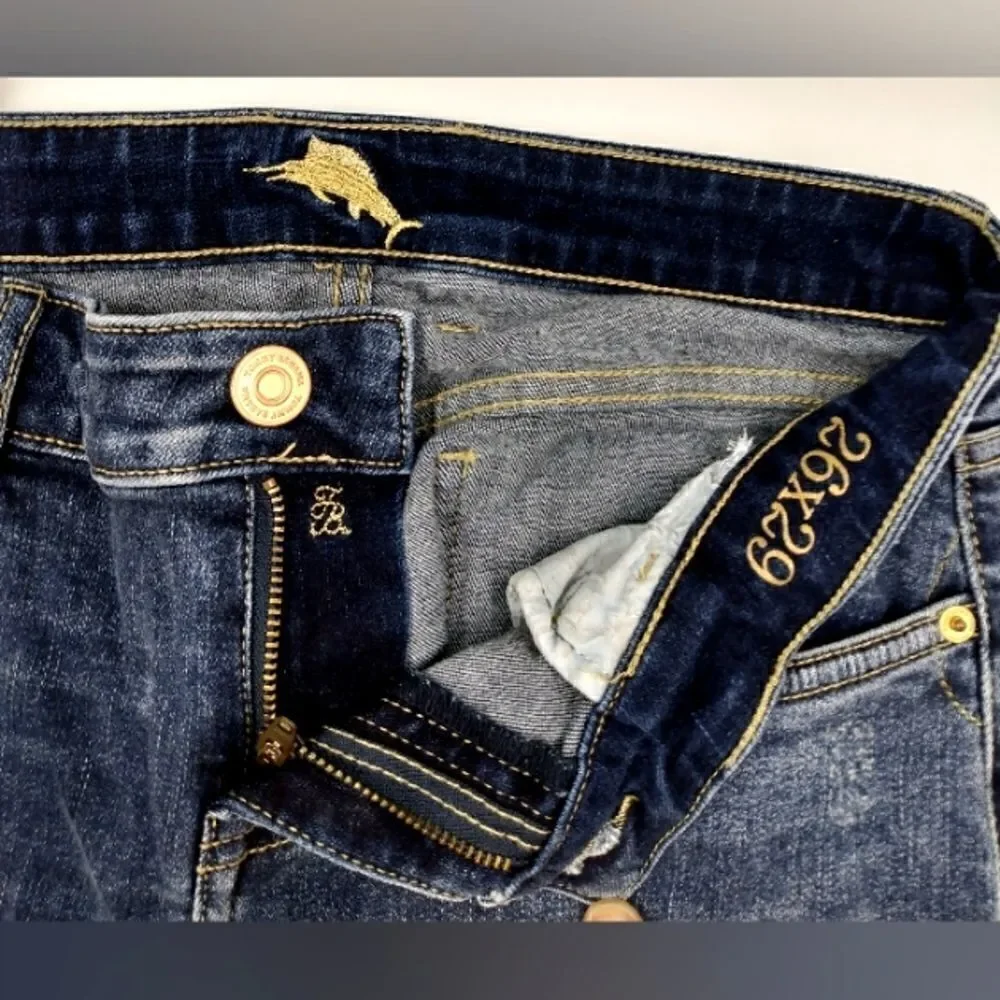 Tommy Bahama Boho Patchwork Vintage Boyfriend Slim Denim Jeans Pants Sz 26 - Picture 10 of 16